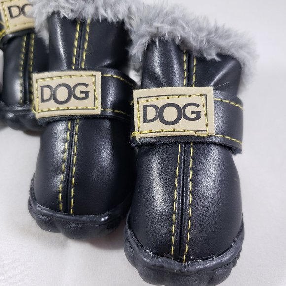 Fur Lined Rubber Sole Dog Shoe/Boot - Picture 2 of 5